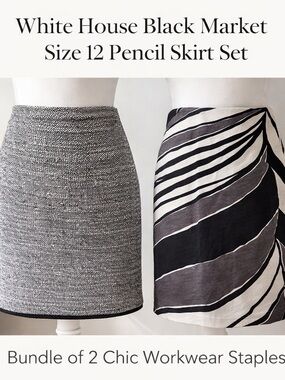 Black and white pencil skirts above knee, size 12 White House Black Market